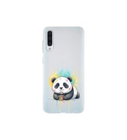 Samsung Galaxy A50s ile Uyumlu Splash Panda Tasarımlı Şeffaf Silikon Kılıf
