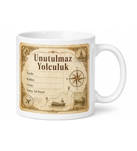 Bilet Tasarımlı Özel Gün Tarihi Yazılabilir Hatıra Yolculuk Çay Kupası Hediye