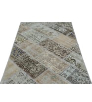 Bej Halı Bohem Patchwork Desenli Yumuşak Yüzeyli Salon Halısı El Dokuma Koridor Yatak Odası
