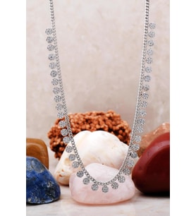 Taşlı Rodyumlu Gümüş Choker Kolye 7225