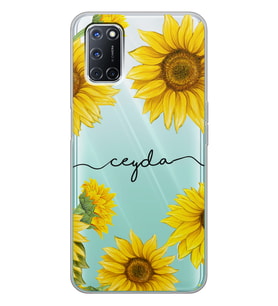 Oppo Ayçiçeği Tasarımlı Şeffaf Telefon Kılıfı