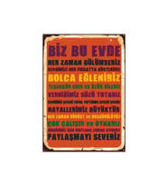 Ev Kuralları Retro Ahşap Tablo - Aile Temalı Poster Tasarımı