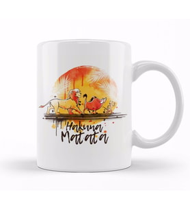 Hakuna Matata No Worries Watercolor Kupa Bardak Porselen