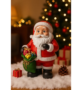 2026 Yılbaşı Noel Baba  El Boyama Polyester Biblo 25 Cm – Premium Yılbaşı Dekor Koleksiyonluk Hediye