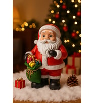 2026 Yılbaşı Noel Baba  El Boyama Polyester Biblo 25 Cm – Premium Yılbaşı Dekor Koleksiyonluk Hediye