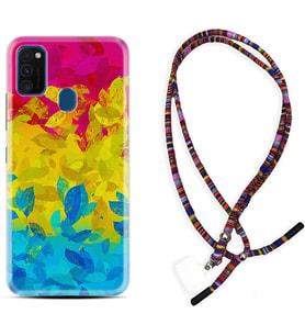 Samsung M21 M22 M23 M30 M31S M32 Kılıf Boyun Asklı Rasta Silikon Yapraklar 1634