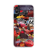 Iphone X ve XS Uyumlu Şimşek McQueen Kolaj Tasarımlı Şeffaf Telefon Kılıfı