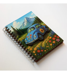 Spiralli Defter Ahşap Kapaklı, Renkli Baskı Parlak Laminasyon Boyutlu
