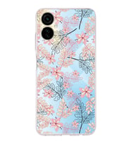 PrintiFy Tecno Camon 19 Neo Uyumlu Kamera Korumalı Floral Kırmızı Tasarımlı Şeffaf Silikon Kılıf