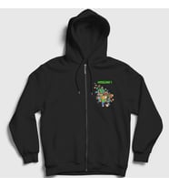 Presmono Unisex Siyah All Minecraft Fermuarlı Kapüşonlu Sweatshirt 28969tt