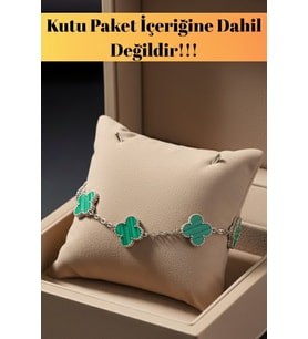 Yeşil Malakit Taşlı Petal Yaprak Model Çizgili Kadın Çelik Bileklik