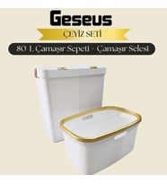 Gold Ikili Dokunmatik 80 Lt Çamaşır Sepeti+Çamaşır Selesi Çeyiz Seti-MT09