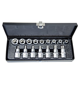 16 Parça 1/2inç CR-V Torx ve E Tipi Torx Lokma Seti