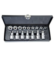 16 Parça 1/2inç CR-V Torx ve E Tipi Torx Lokma Seti