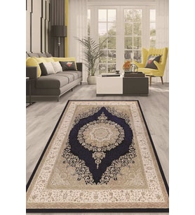 Dijital Kaymaz Taban Yıkanabilir Modern Renkli Salon Halısı Mutfak Halısı Yolluk ND-HT-461 (Lacivert)
