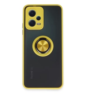 Newface Xiaomi Redmi Note 12 5G Kılıf Montreal Yüzüklü Silikon Kapak - Sarı