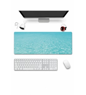 SonicTouch Klavye Mousepad 32x70cm Dikişsiz Pürüzsüz Sıvı Geçirmez Kaymaz Taban Mavi Huzur