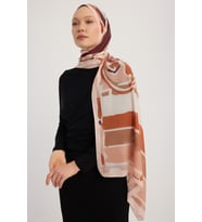 Schaless Pastel Yolculuk - Bej - Efilia Desenli Şal - 70x190 Cm (Kahverengi)