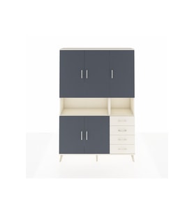 Arges Dolap 7 Raflı 4 Çekmeceli 5 Kapaklı 132x30x195 Aytaşı-Antrasit/Aytaşı