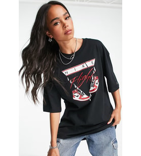Nike Jordan Flight Women's Oversized T-Shirt Kadın Grafik Logo Pamuklu Tişört Siyah