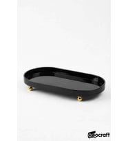 Lüks Kompozit Granit Yağlık ve Sunum Tabağı, Gold Top Ayaklı, 24x12,5 cm