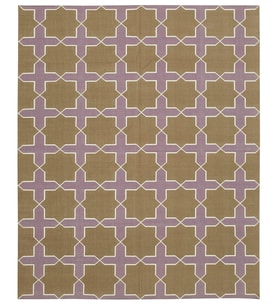 Kahverengi Halı Geometrik Motifli El Dokuma Pamuk Salon Kilimi Modern Stil Dekoratif Seçim