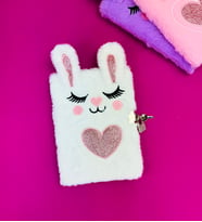 Tavşan Kalp Peluş Defter (Pembe)