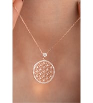 925 Ayar Zirkon Taşlı Rose Kaplama Yaşam Çiçeği Kolye
