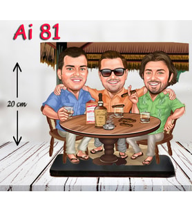 Kişiye Özel Ahşap Biblo - Aile Karikatür Biblo - 3 Kişilik Aile Biblo 23
