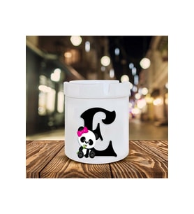 Panda Desenli E Harfi Baskılı Seramik Şık Küllük