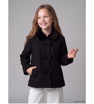 LCW Kids Siyah Kürklü Bebe Yaka Kız Çocuk Mont