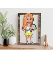 BK Gift Kişiye Özel Kadın Tenis Oyuncusu Karikatürlü 3D Ahşap Tablo, Sevgiliye Hediye, Arkadaşa Hediye, Yıl Dönümü Hediyesi, Doğum Günü Hediyesi-2