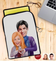 BK Gift Kişiye Özel Sevgililer Karikatürlü Taşınabilir Koruyucu Tablet Kılıfı & Organizer Çanta - Siyah-89