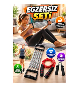 Ev Tipi Egzersiz Seti – Atlama İpi, El Güçlendirici ve Karın Egzersiz Aleti