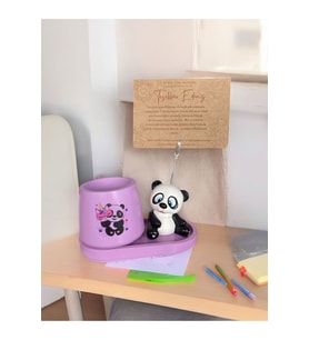 Panda not - fotoğraf tutuculu kalemlik saksı seti