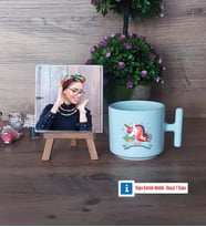 Unicorn Fotoğraflı Dekoratif Taş, Kupa Bardak Beyaz Hediye (Model 12)