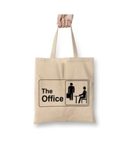 The Office Logo Beyaz Bez Çanta Uzun Saplı Alışveriş Çantası Plaj Çantası