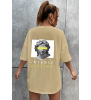 Unisex Aesthetic Baskılı T-shirt (Bej)