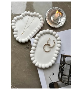 Bubble Oval Tabak Ve Bulut Dekoratif Tabak 4’lü (Beyaz)