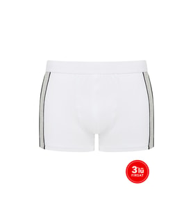 Erkek Modal İki Renkli Boxer 3'lü Paket - Beyaz