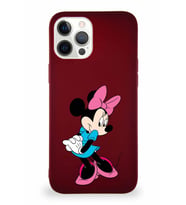 Apple iPhone 12 Pro Max Soft Premier Kapak Minnie Mouse-F Tasarımlı Silikon Kılıf - Mürdüm (Şeffaf)