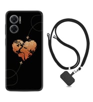Xiaomi Redmi Note 11E Kılıf Silikon Boyun Askılı İpli Desenli Silikon Plane Heart 1721