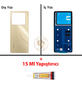 Infinix Note 40 Altın Uyumlu Arka Kapak + B7000 Yapıştırıcı Arka Cam Batarya Pil Kapağı Lazer Kesim