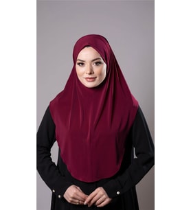 Bordo Pratik Hazır Geçmeli Tesettür Eşarp Sandy Kumaş Düz Hijab 2308_16