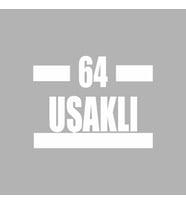 64 Uşaklı Araba Sticker siyah 16x9 CM (Beyaz)