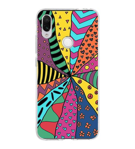 PrintiFy Xiaomi Redmi Note 7 ile Uyumlu 1mm Slim Fit Retro Colors 4 Baskılı Şeffaf  Kılıf