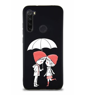 Xiaomi Redmi Note 8 Soft Premier Kapak Aşk Tasarımlı Silikon Kılıf - Siyah (Şeffaf)