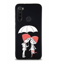 Xiaomi Redmi Note 8 Soft Premier Kapak Aşk Tasarımlı Silikon Kılıf - Siyah (Şeffaf)