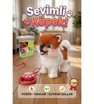 Yürüyen Havlayan Kuyruk Sallayan Tasmalı Peluş Köpek - Sesli ve Hareketli Oyuncak Köpek