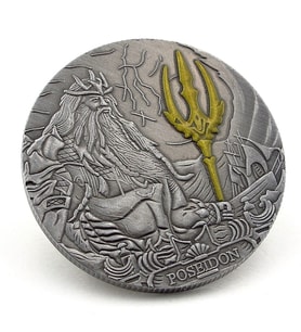 Poseidon Antik Mitolojik Denizlerin Tanrısı Şans Güç Metal Para CP068